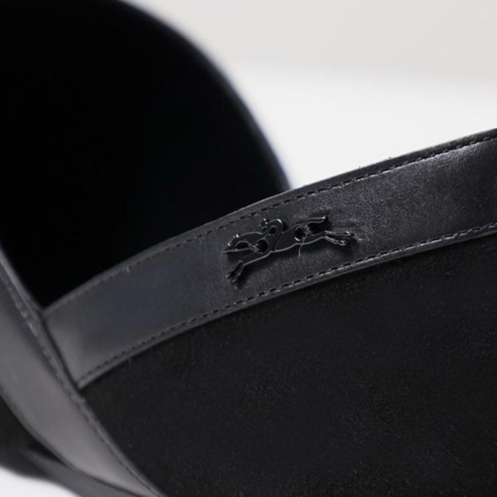 NWT brand new Longchamp black genuine leather suede womens 7.5 loafers - Picture 6 of 9